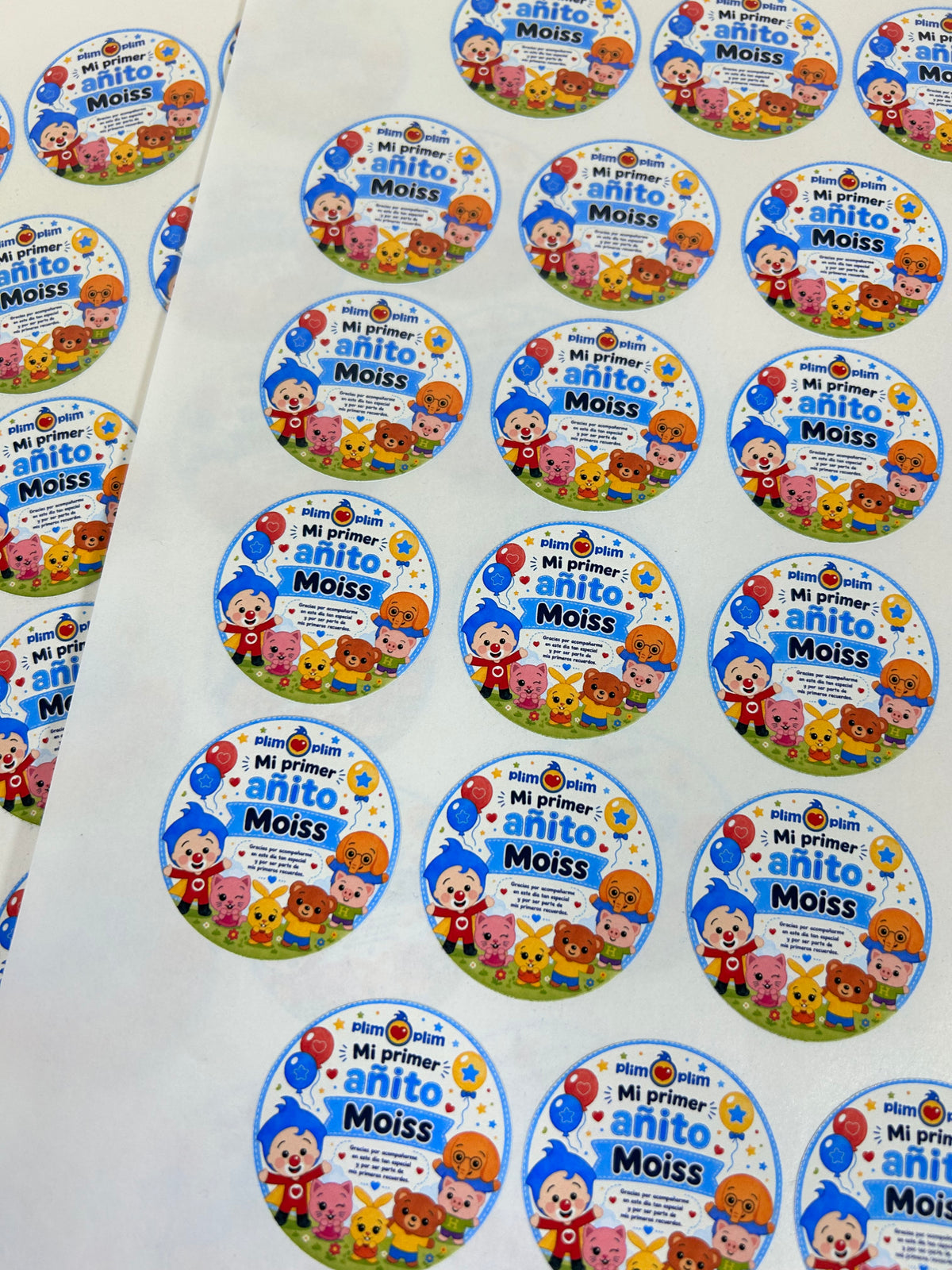 Pegatinas Personalizadas Plim Plim | Etiquetas Adhesivas Cumpleaños | Stickers Personalizados | Detalles Cumpleaños Infantil