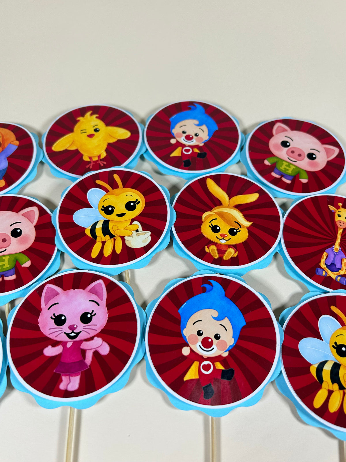 Cake Toppers Plim Plim para Magdalenas y Dulces | Decoración Cumpleaños